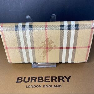 Burberry Beige Haymarket Check Coated Canvas Harris Long Wallet